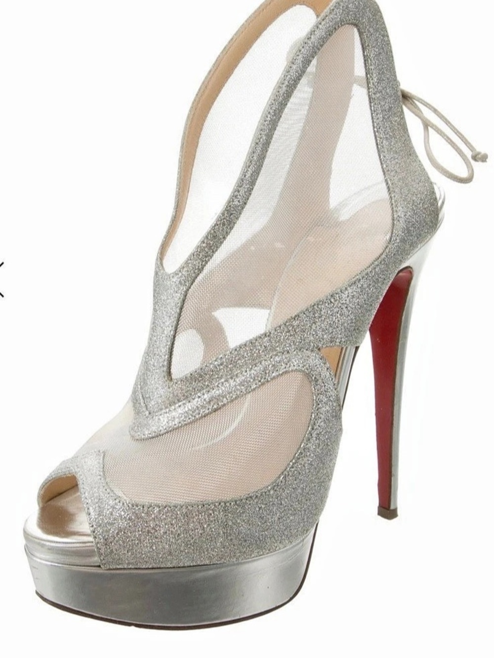 Christian Louboutin Mesh Slingback Pumps Silver Mesh Slingback Platform Pumps